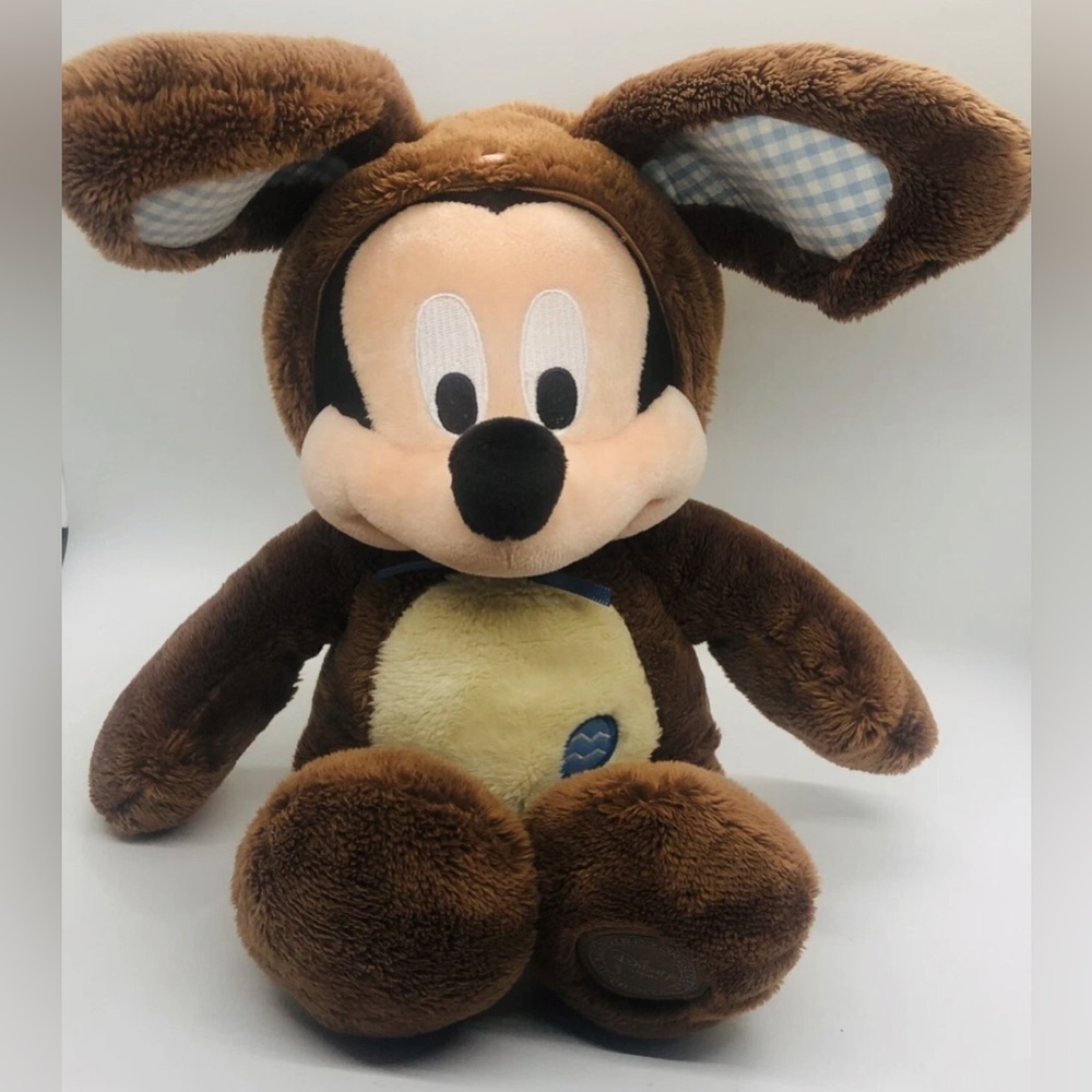 Disney Store Mickey Mouse Plush In Chocolate Rabbit Bunny Outfit 16” New W/Tag